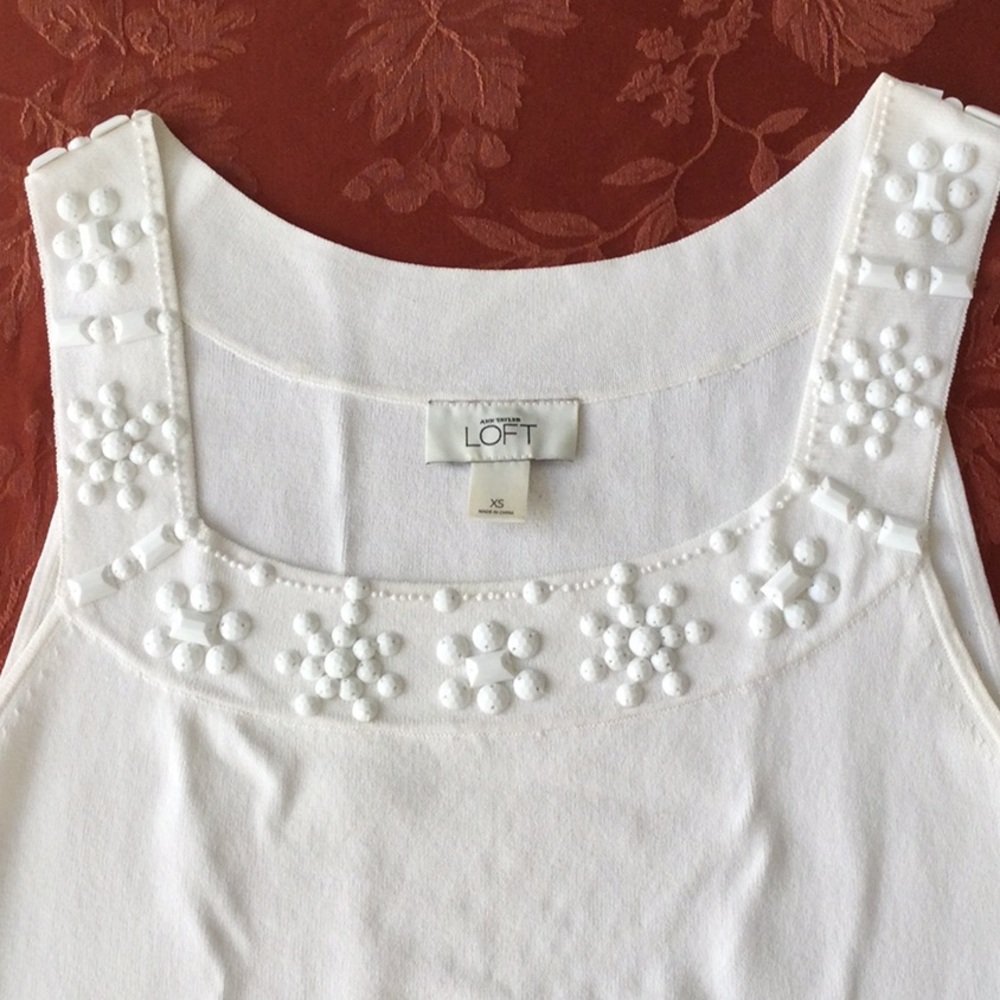 Ann Taylor Loft Beaded Tank Womens Extra Small - Picture 2 of 5